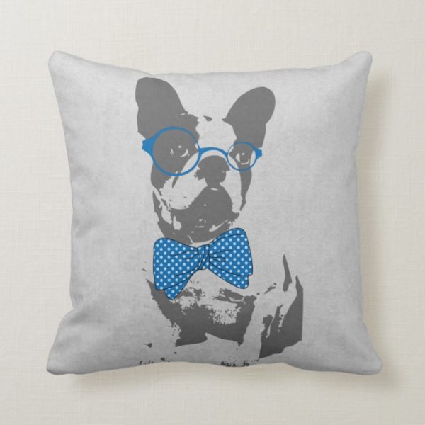Cute funny trendy vintage animal French bulldog Throw Pillow