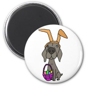Cute Funny Weimaraner with Bunny Ears Magnet