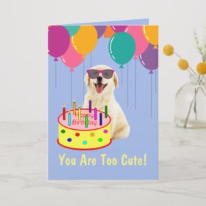 Cute Golden Retriever Puppy Birthday Card