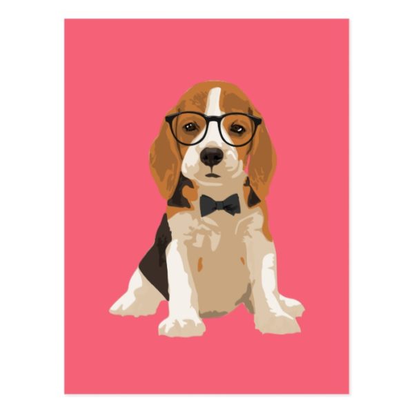 Cute Hipster Beagle Puppy Dog for Dog Lovers Postcard