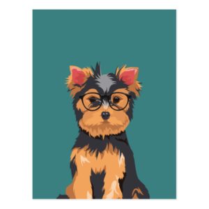 Cute Hipster Little Yorkshire Terrier Postcard