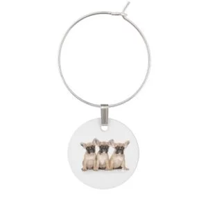 Cute Little French Bulldogs Wine Charm