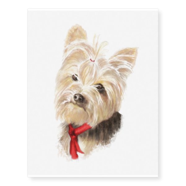 Cute Little Watercolor Yorkie Yorkshire Terrier Temporary Tattoos