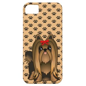 Cute Long Hair Yorkshire Terrier Puppy Dog Case-Mate iPhone Case