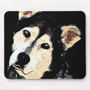 Cute Shepherd Husky Dog Portrait Mouse Pad