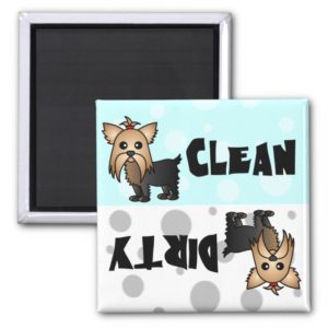Cute Yorkie Clean / Dirty Dishwasher Magnet