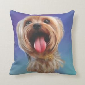 Cute yorkshire terrier,yorkie,digital art throw pillow
