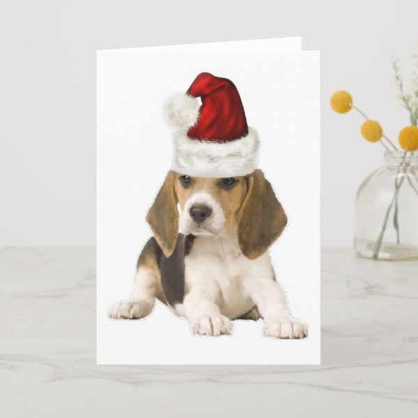 Ditzy Dogs~Original Notecard~Beagle~Christmas Holiday Card