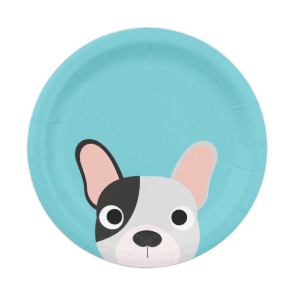 Dog Party Turquoise Bulldog Dinner Paper Plates
