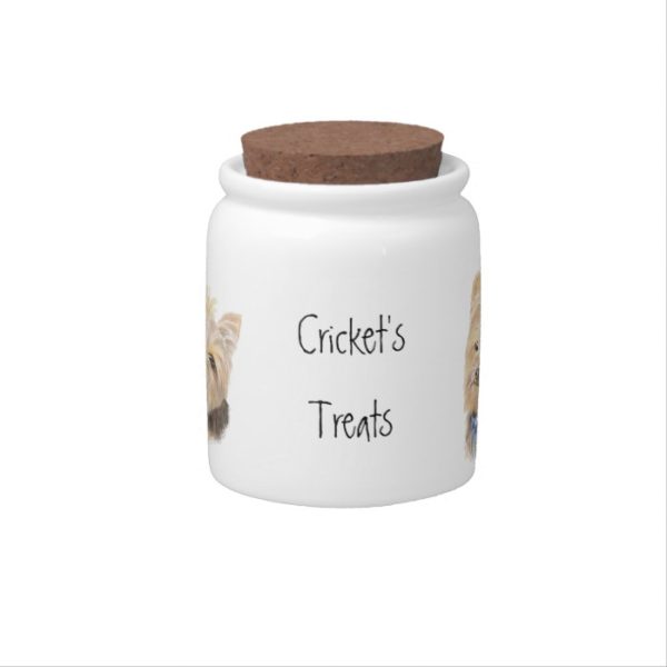 Dog, Pet, Custom Name Treat Jar, Yorkshire Terrier Candy Jar