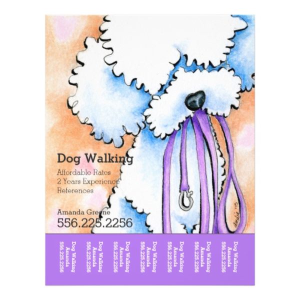 Dog Walker Poodle Purple Personalized Tear Sheet