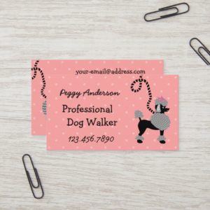 Dog Walker Retro Modern 50s Poodle Pet Walking Business Card
