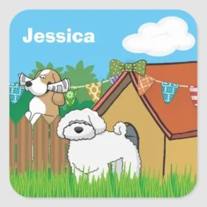 Doggy Neighbours Square Sticker