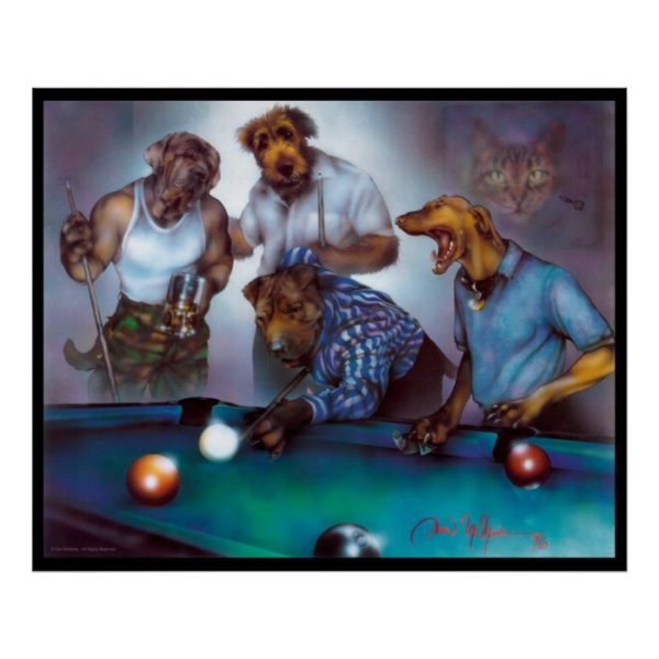 Dogs Playing Pool - Dan Mc Manus Poster