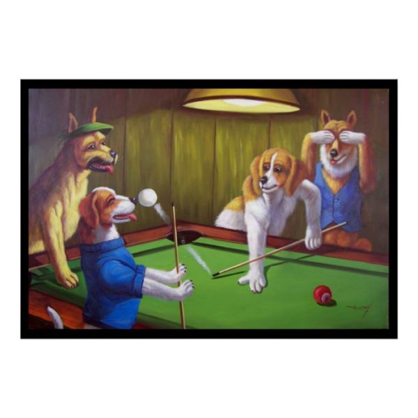 Dogs Playing Pool - Off the Table Poster