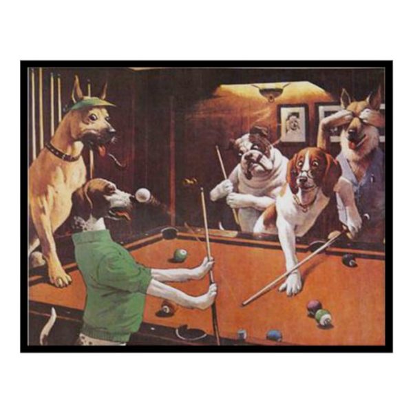 Dogs Playing Pool - The Scratching Beagle Poster