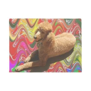 DOORMAT, RED POODLE DOORMAT