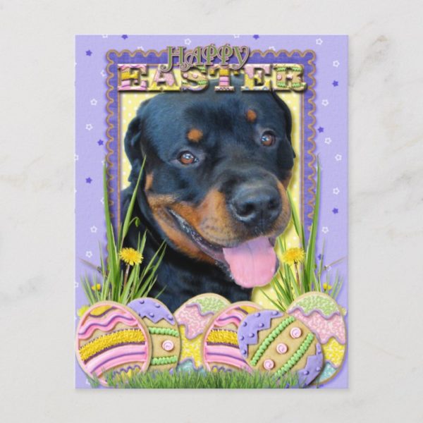 Easter Egg Cookies - Rottweiler - Harley Holiday Postcard