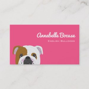 English Bulldog Cute Dog Portrait Illustration Business Card