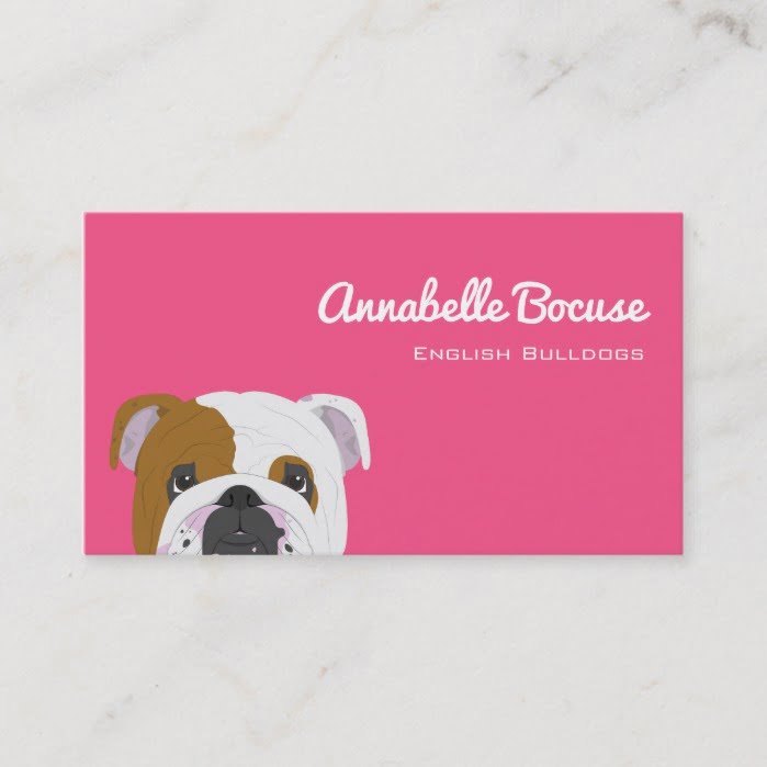 English Bulldog Cute Dog Portrait Illustration Business Card