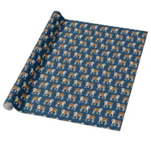 English Bulldog on skateboard wrapping paper