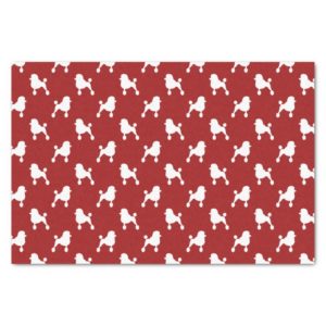 Fancy Standard Poodle Silhouettes Pattern Red Tissue Paper