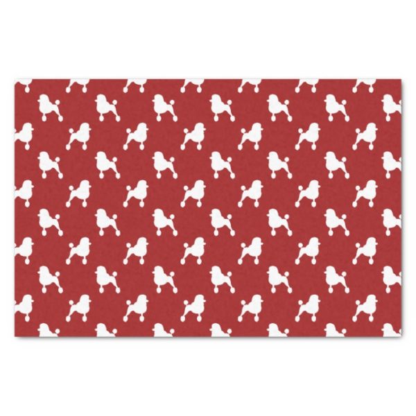 Fancy Standard Poodle Silhouettes Pattern Red Tissue Paper