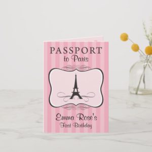 First Birthday Party Paris Passport Invitation