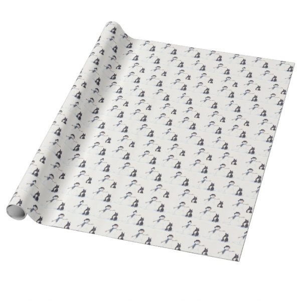 French Bulldog and Snowman Dog Art Wrapping Paper