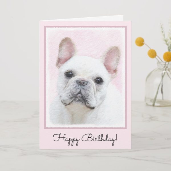 French Bulldog (Cream/White) Painting - Dog Art Card