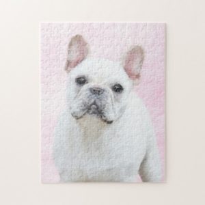 French Bulldog (Cream/White) Painting - Dog Art Jigsaw Puzzle