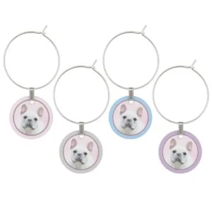 French Bulldog (Cream/White) Painting - Dog Art Wine Charm