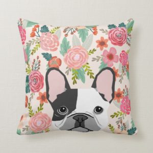 French Bulldog cute floral pillow pet portrait