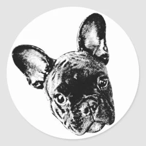 French Bulldog Face Classic Round Sticker
