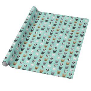 French Bulldog faces cute wrapping paper