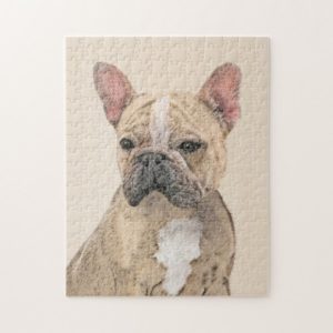 French Bulldog (Fawn Pied) Painting - Dog Art Jigsaw Puzzle