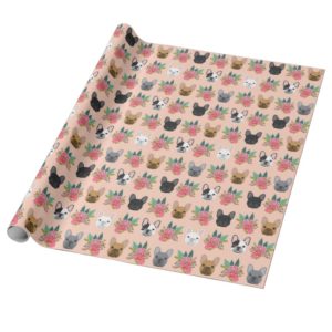 French Bulldog Florals Wrapping Paper - cute  dog
