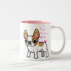 French Bulldog Love (fawn pied) Two-Tone Coffee Mug