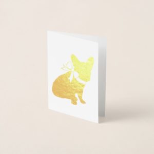 French Bulldog Note Cards with Gold Foil Blank