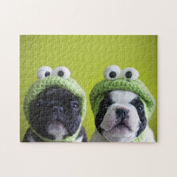 French Bulldog Puppies With Frog Hats Jigsaw Puzzle
