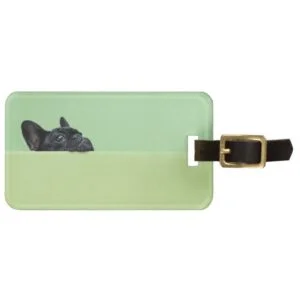 French Bulldog Puppy Peering Over Wall Bag Tag