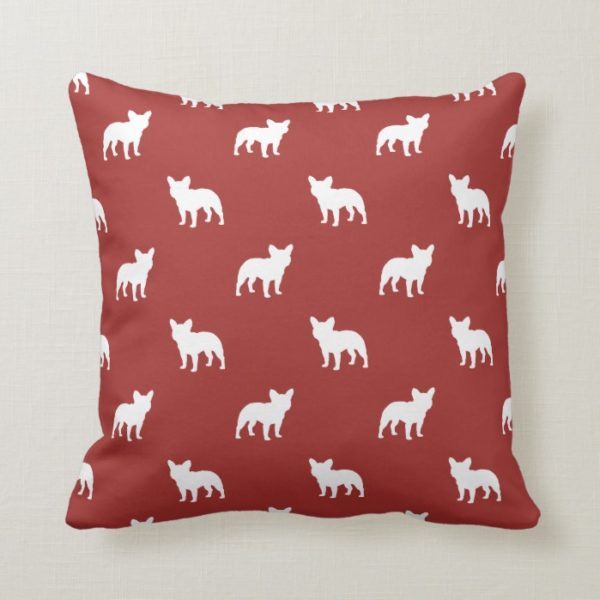 French Bulldog Silhouettes Pattern Throw Pillow