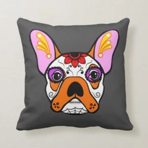 French Bulldog Sugar Skull Pillow