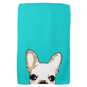 French Bulldog Turquoise Pop Art Hand Towel
