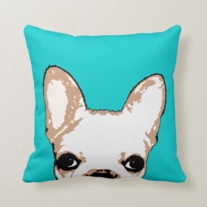 French Bulldog Turquoise Pop Art Throw Pillow
