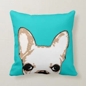 French Bulldog Turquoise Pop Art Throw Pillow