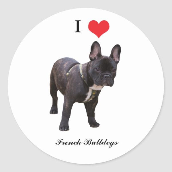 French Bulldogs, I love heart, sticker, stickers