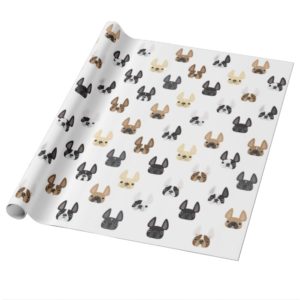 Frenchie & Friends Wrapping Paper - White