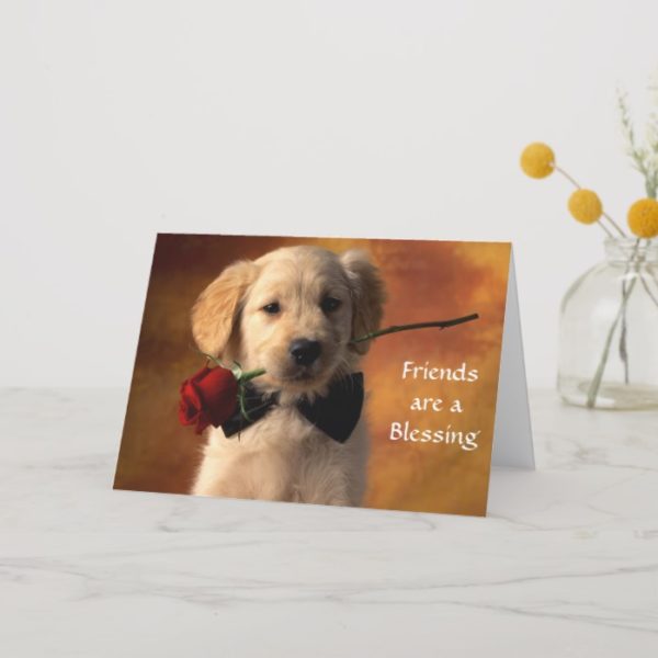 Friends are a Blessing Golden Retriever Puppy Card