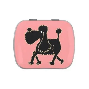 Funky Black Poodle Cartoon Candy Tin